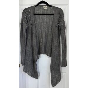 Ariat Studded Cardigan Sweater Women's XS Gray Knit Open‎ Front Western Winter